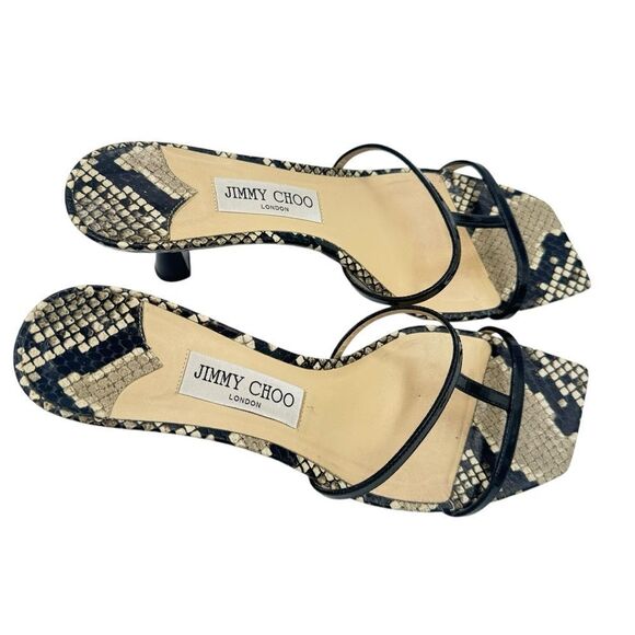 Jimmy Choo Ria Square-Toe Snakeskin-Embossed Leather Mules Size 10 - Picture 9 of 12